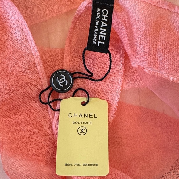 Chanel Chanel No 5 Sheer Coral Silk Organza Scarf or Wrap Size OS NWT - Picture 8 of 16